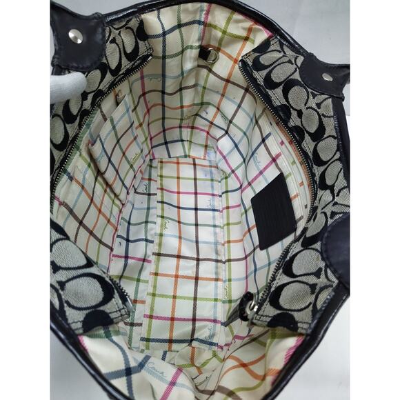 Coach Bleecker Signature Black Canvas Leather Trim Top Handle Tote Shoulder Bag - Picture 10 of 15